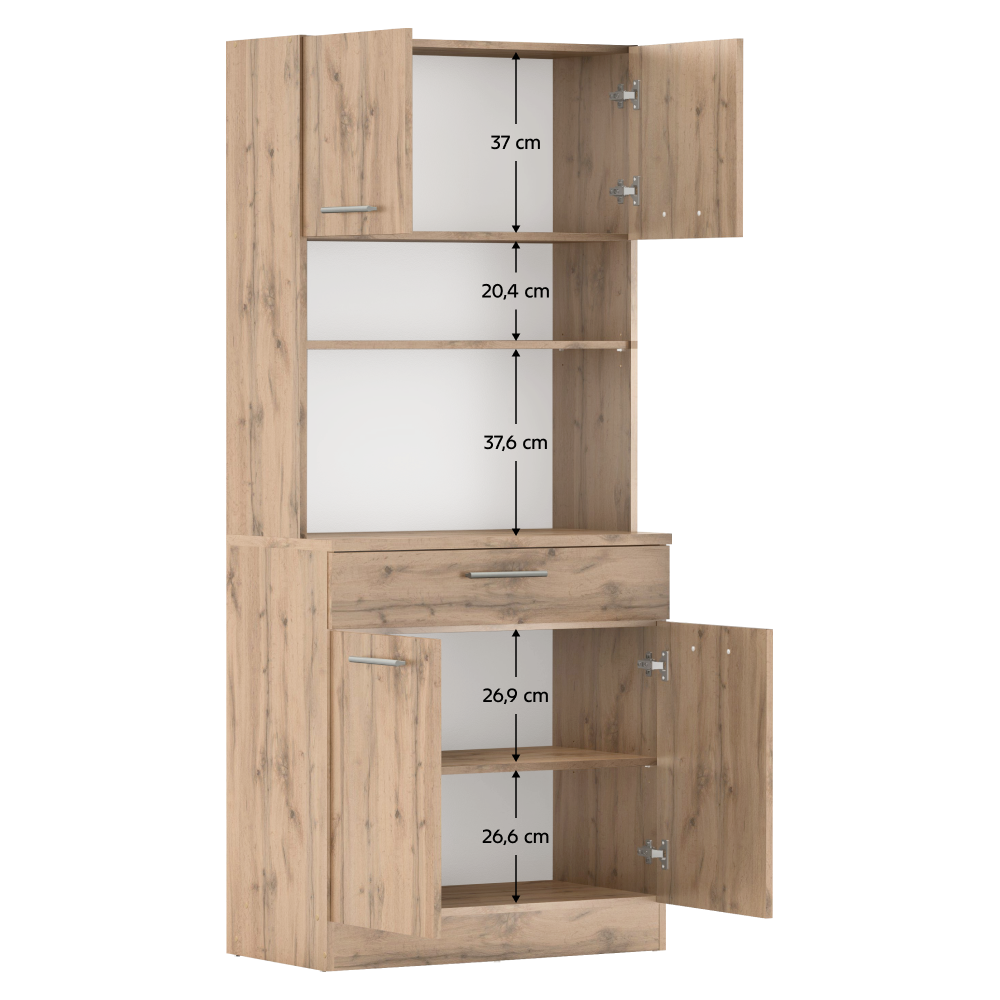 Čtyřdveřový kredenc, dub wotan, DOMIS NEW