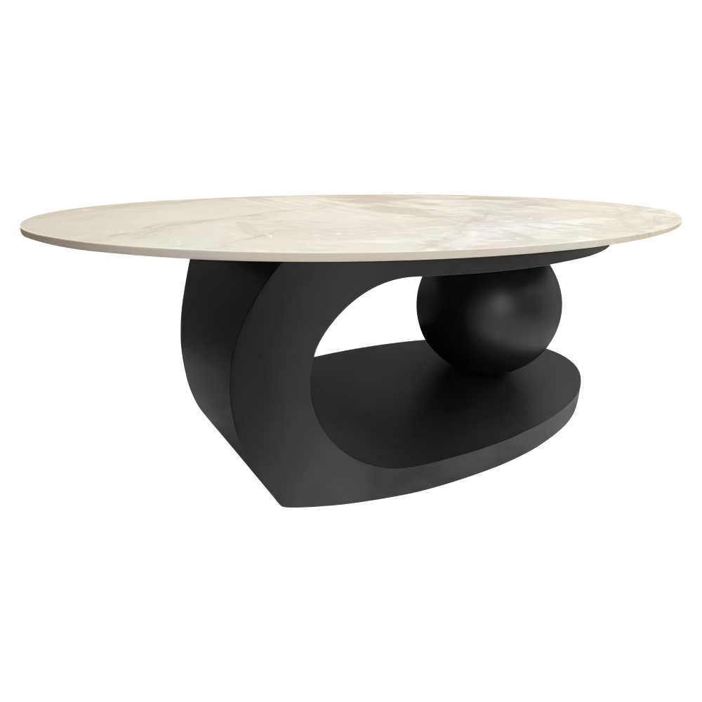 Konferenční stolek, imitace mramoru/černá, AXEN