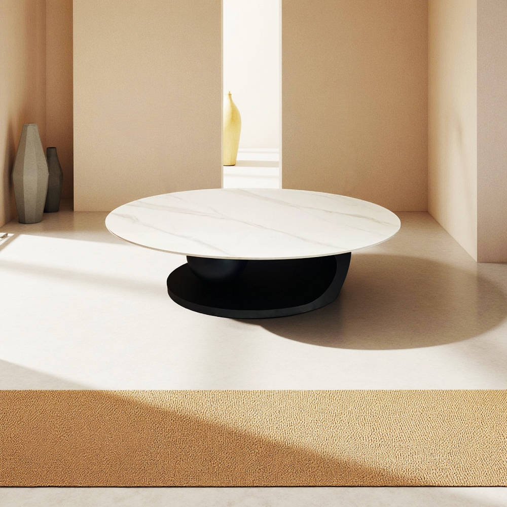 Konferenční stolek, imitace mramoru/černá, AXEN