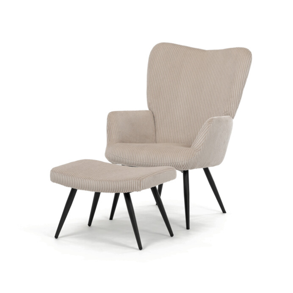 AK-L7285 CRM6 - Relaxační křeslo, béžová, manšestrová látka, AK-L7285 CRM6