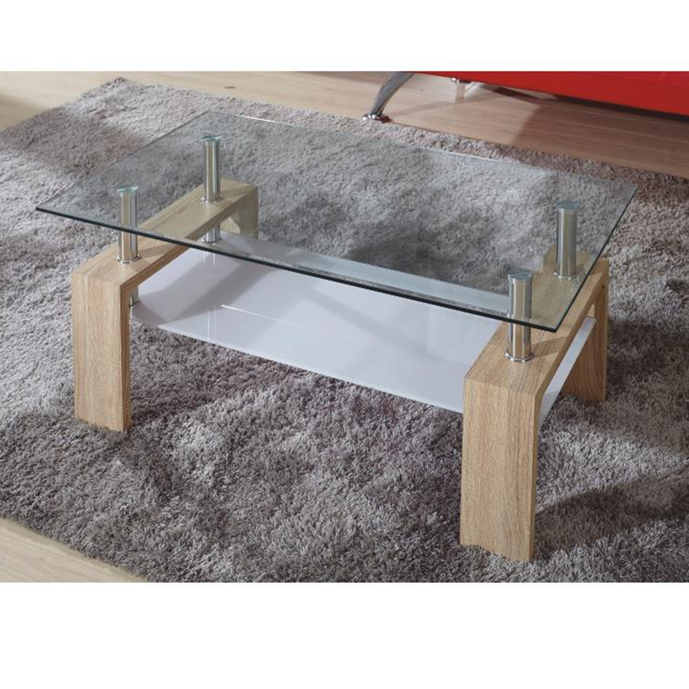 Konferenční stolek, dub sonoma/sklo, LIBOR NEW
