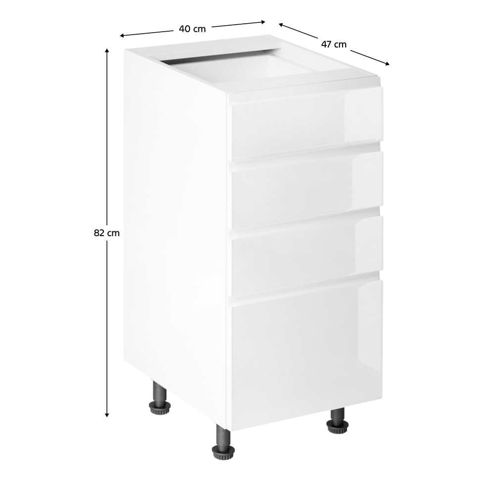 Spodní skříňka, bílá / bílá extra vysoký lesk HG, AURORA D40S4