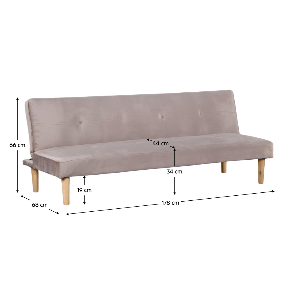 Pohovka rozkládací, hnědošedá Taupe Velvet látka/dub, ALIDA