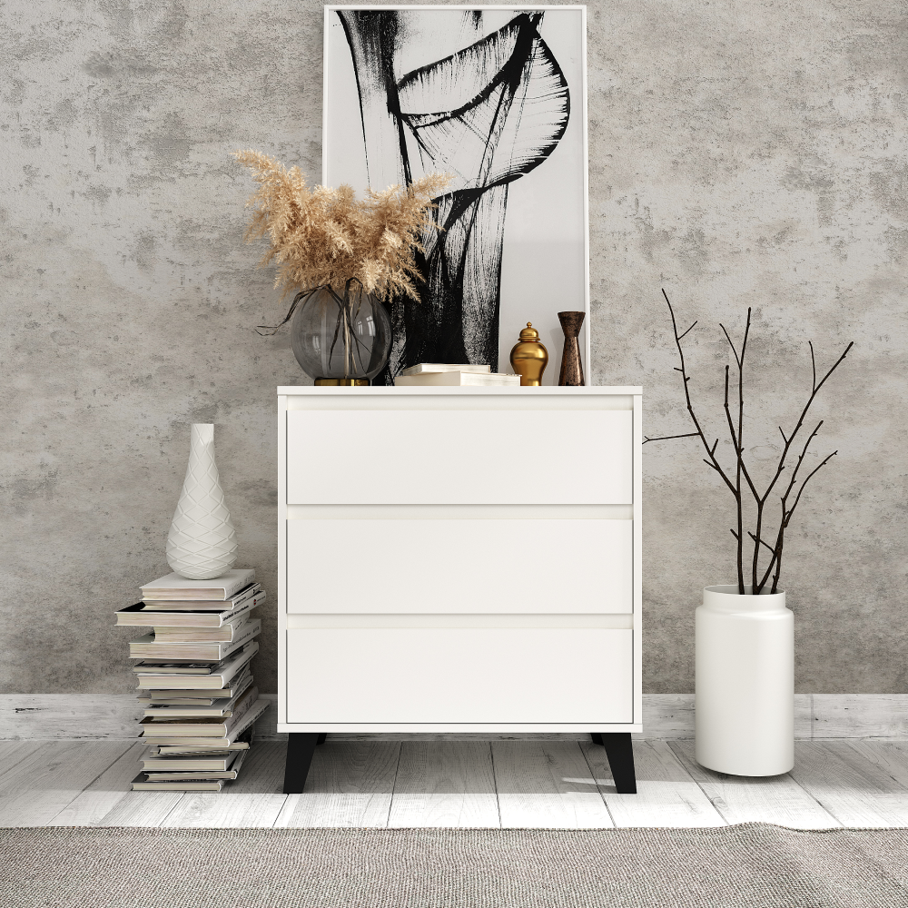 Komoda, bílá, BOGAN NEW 3S70