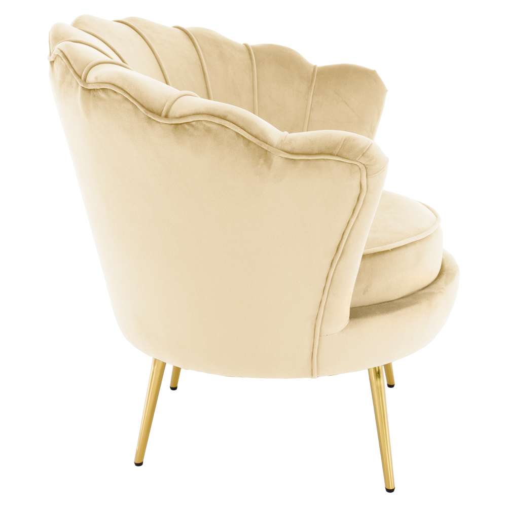 Křeslo ve stylu Art-deco, béžová Velvet látka/gold chrom zlatý, NOBLEO