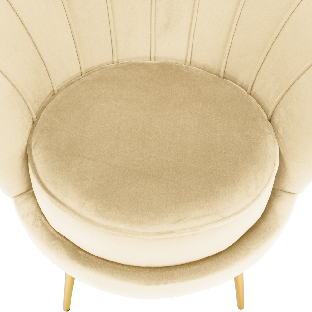 Křeslo ve stylu Art-deco, béžová Velvet látka/gold chrom zlatý, NOBLEO