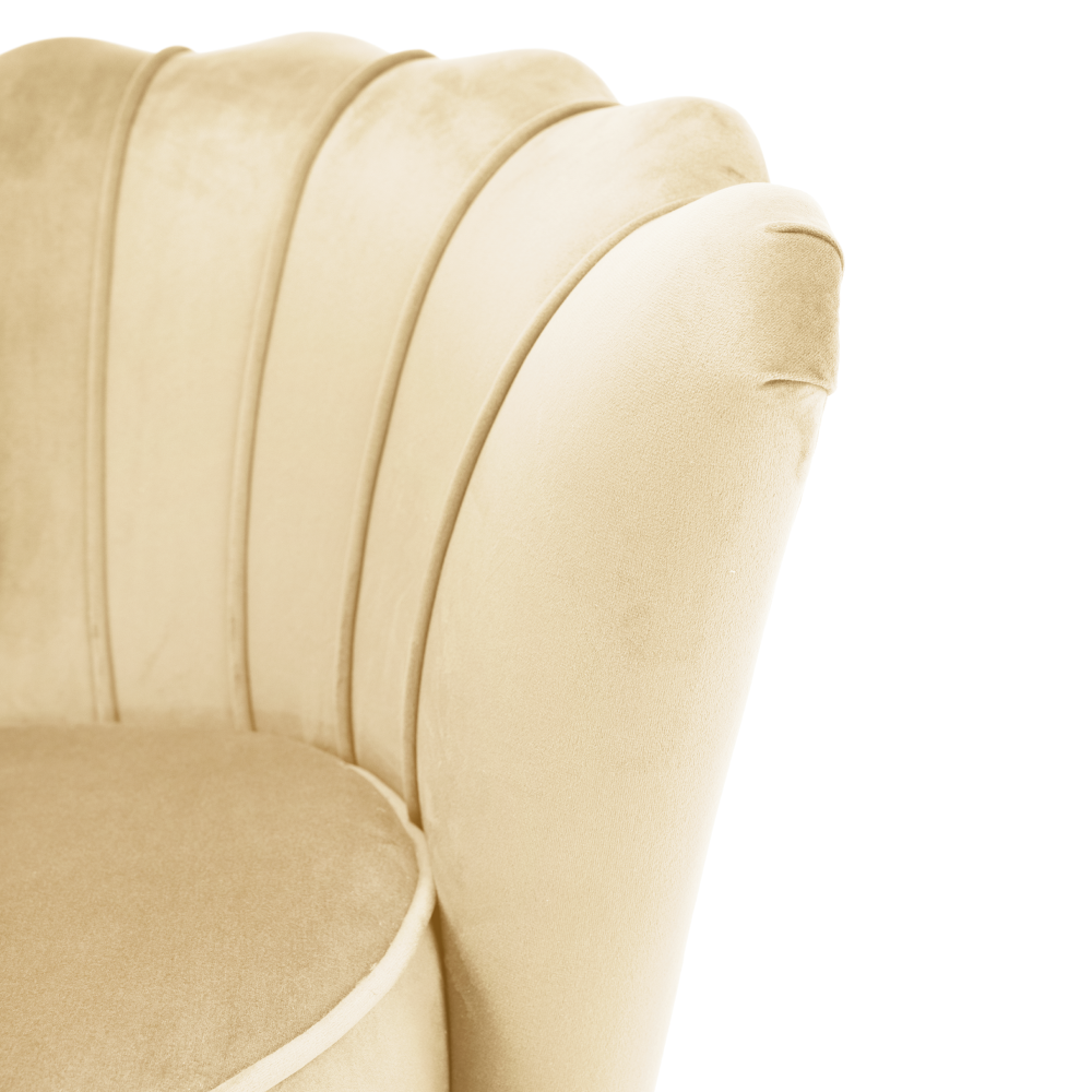 Křeslo ve stylu Art-deco, béžová Velvet látka/gold chrom zlatý, NOBLEO