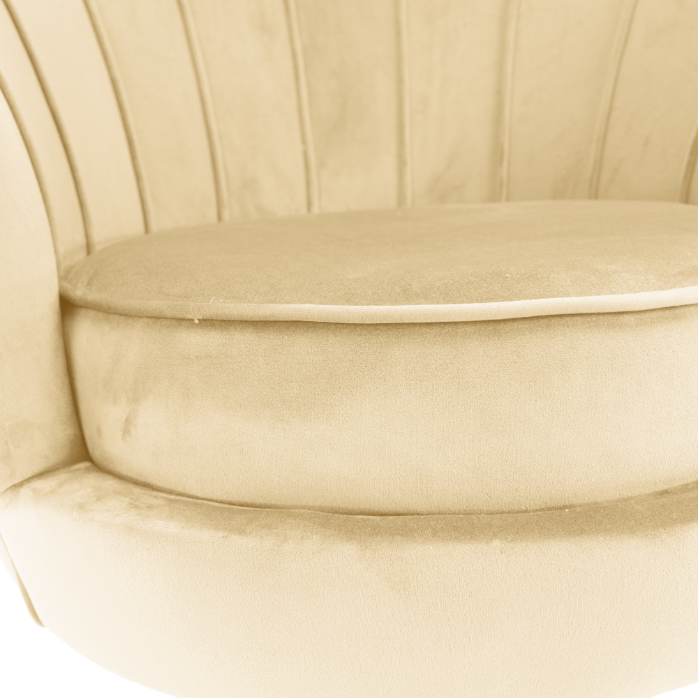 Křeslo ve stylu Art-deco, béžová Velvet látka/gold chrom zlatý, NOBLEO