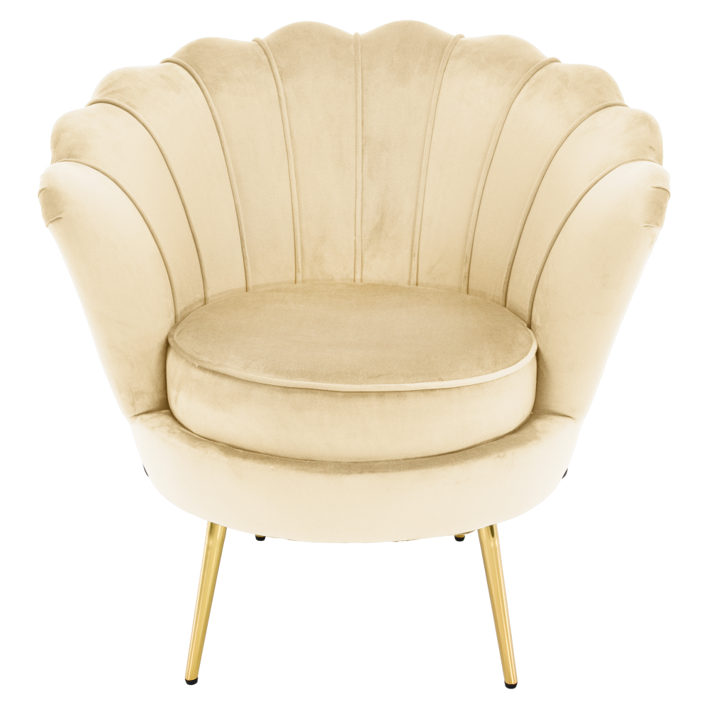 Křeslo ve stylu Art-deco, béžová Velvet látka/gold chrom zlatý, NOBLEO