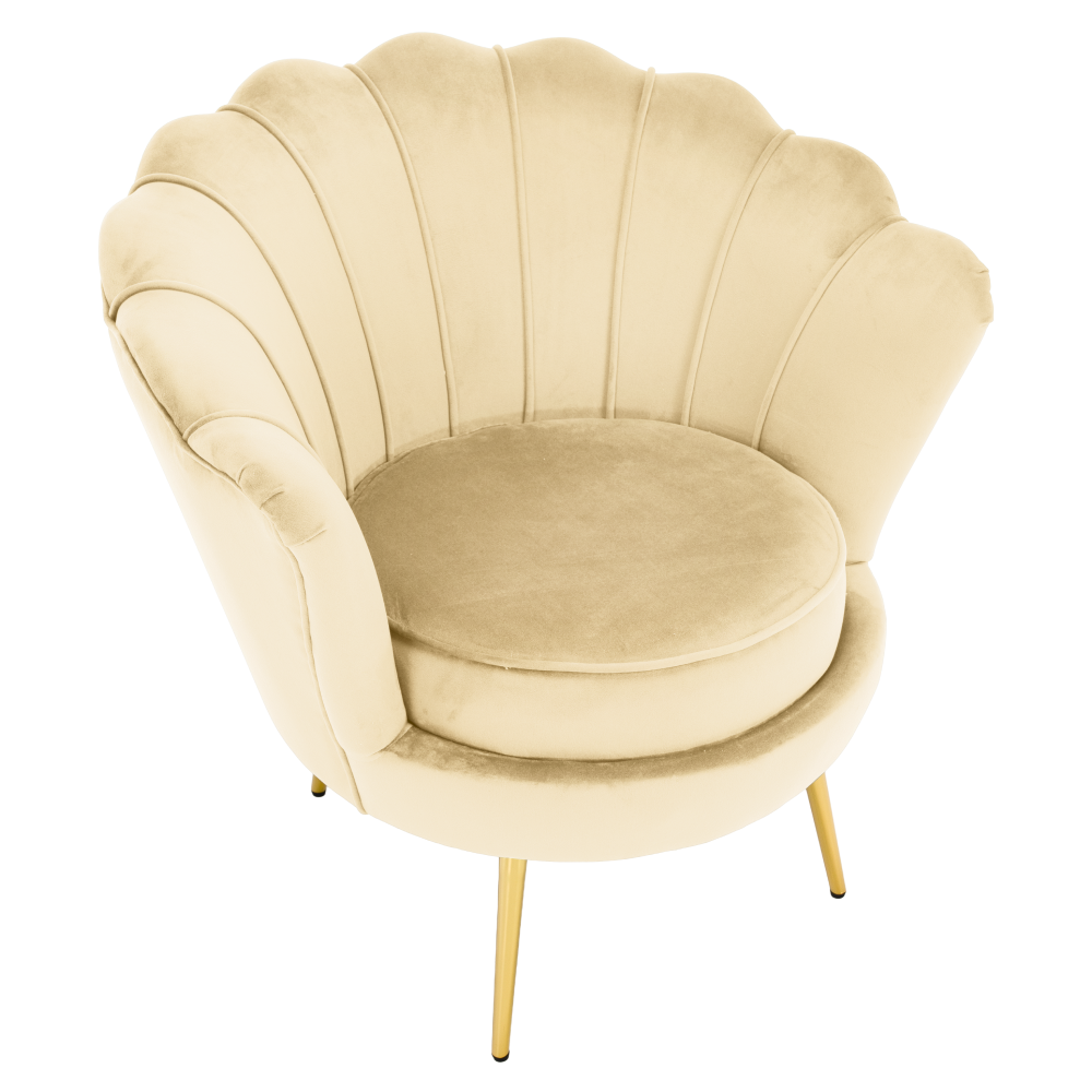 Křeslo ve stylu Art-deco, béžová Velvet látka/gold chrom zlatý, NOBLEO