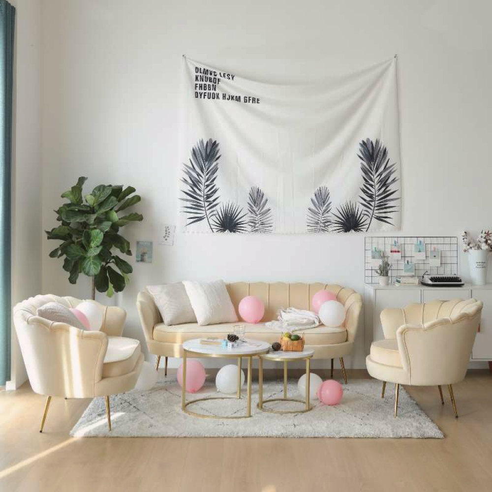 Křeslo ve stylu Art-deco, béžová Velvet látka/gold chrom zlatý, NOBLEO