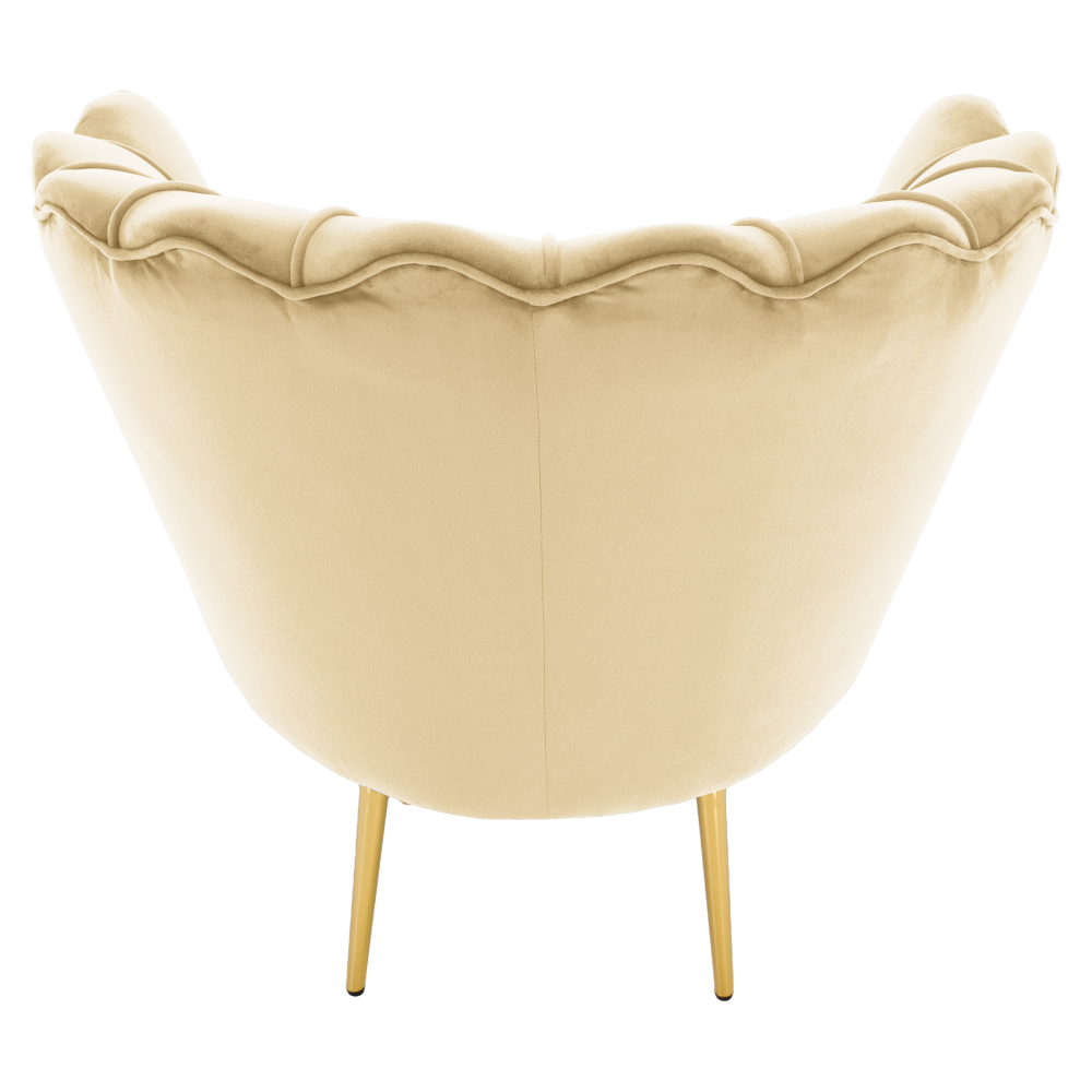 Křeslo ve stylu Art-deco, béžová Velvet látka/gold chrom zlatý, NOBLEO