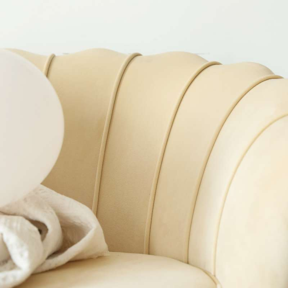 Křeslo ve stylu Art-deco, béžová Velvet látka/gold chrom zlatý, NOBLEO