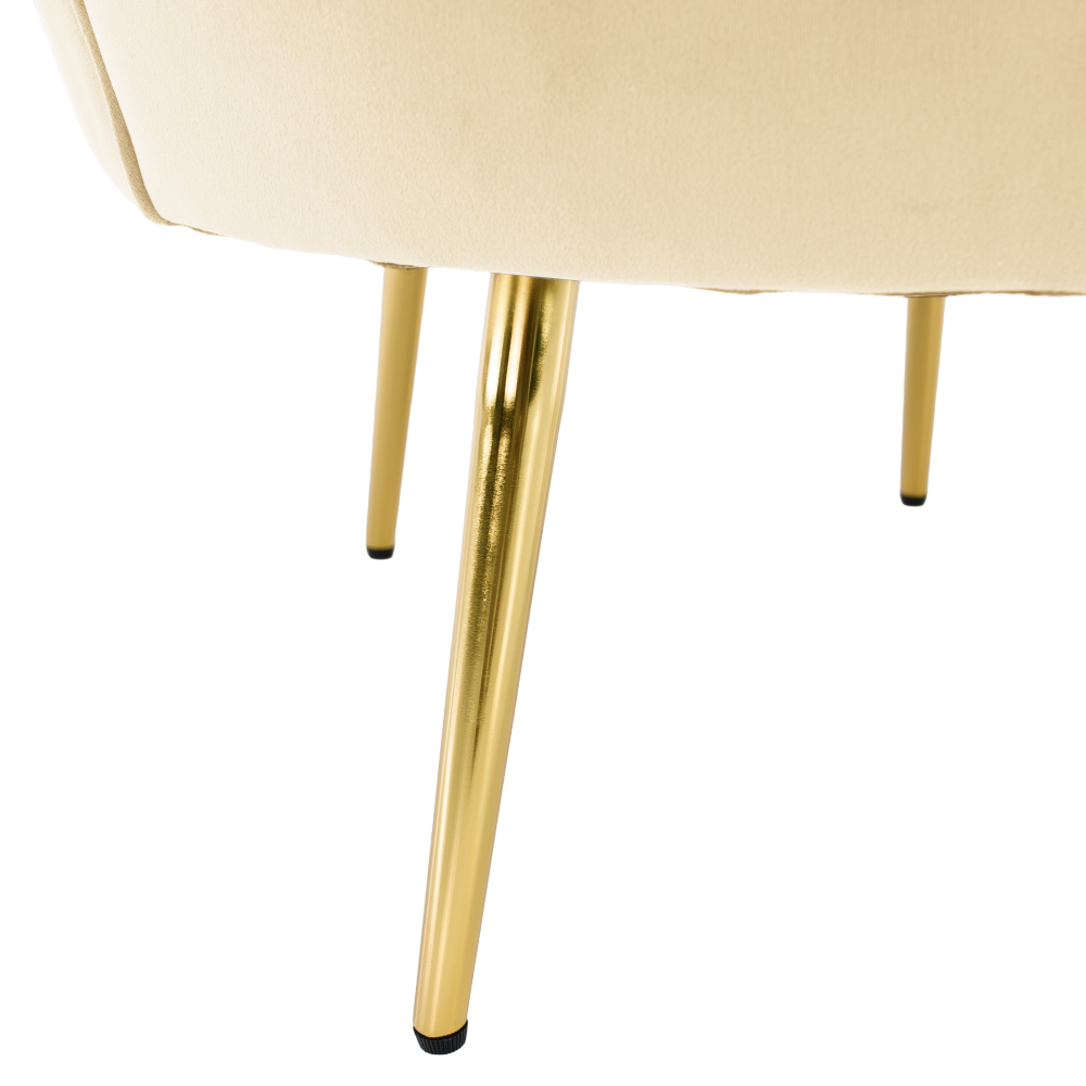 Křeslo ve stylu Art-deco, béžová Velvet látka/gold chrom zlatý, NOBLEO
