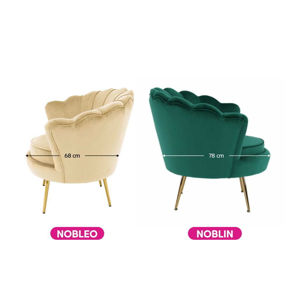 Křeslo ve stylu Art-deco, béžová Velvet látka/gold chrom zlatý, NOBLEO