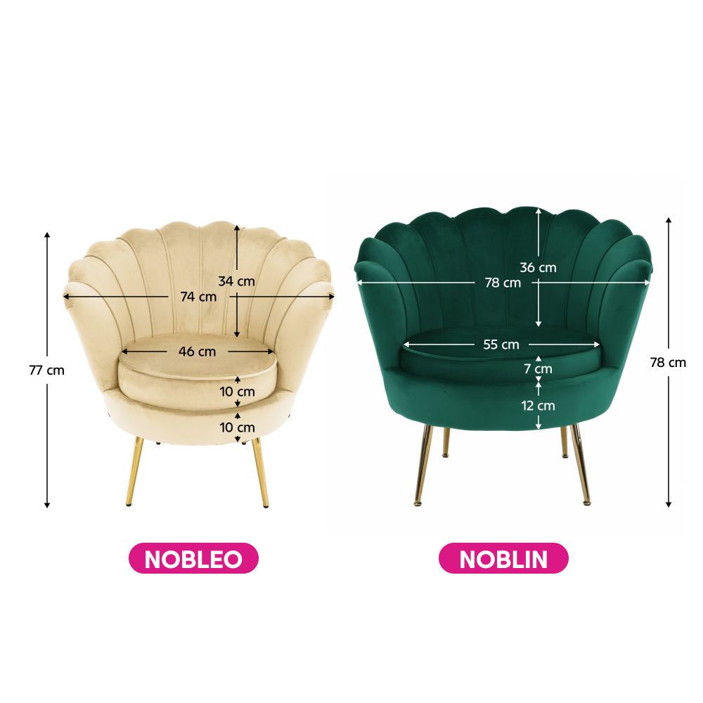 Křeslo ve stylu Art-deco, béžová Velvet látka/gold chrom zlatý, NOBLEO