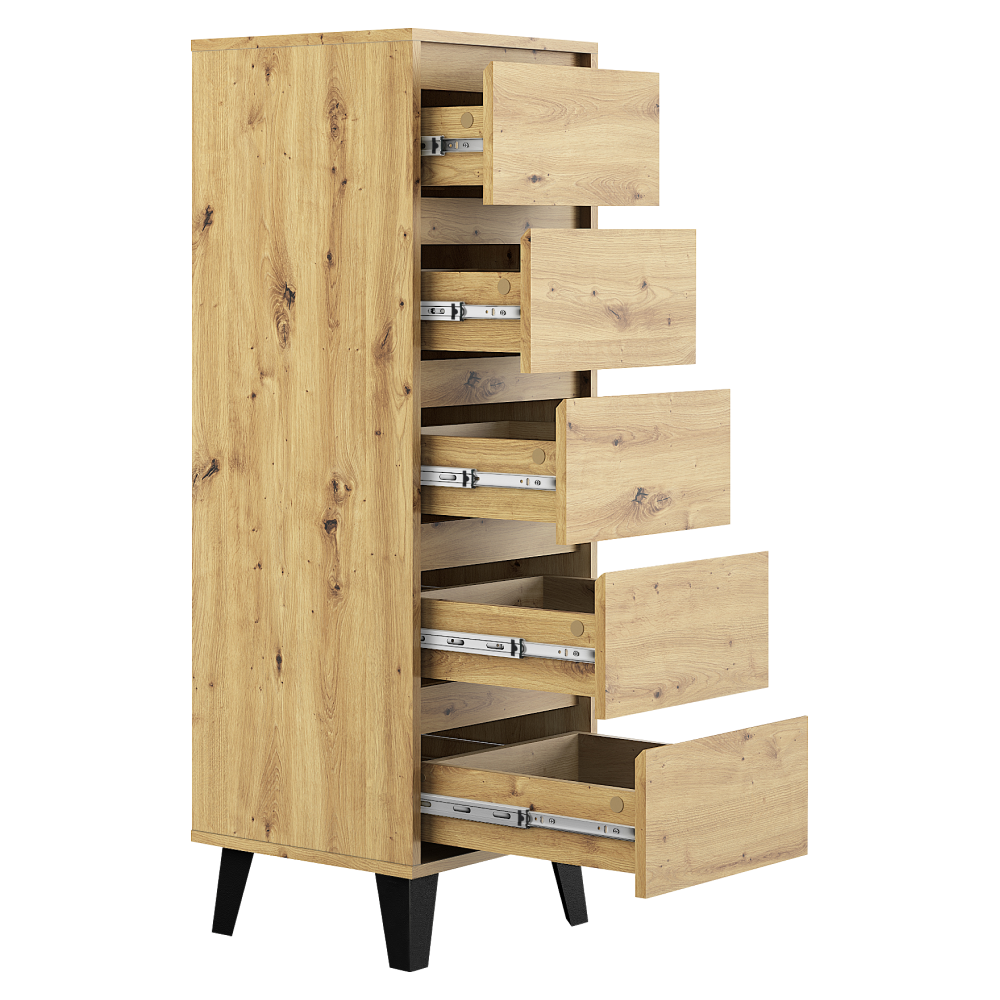 Komoda, dub artisan, BOGAN NEW 5S40