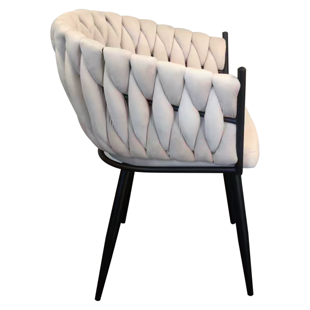 Jídelní křeslo, světle béžová Velvet látka/černá, BLER