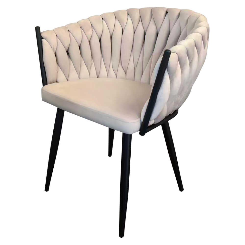 Jídelní křeslo, světle béžová Velvet látka/černá, BLER