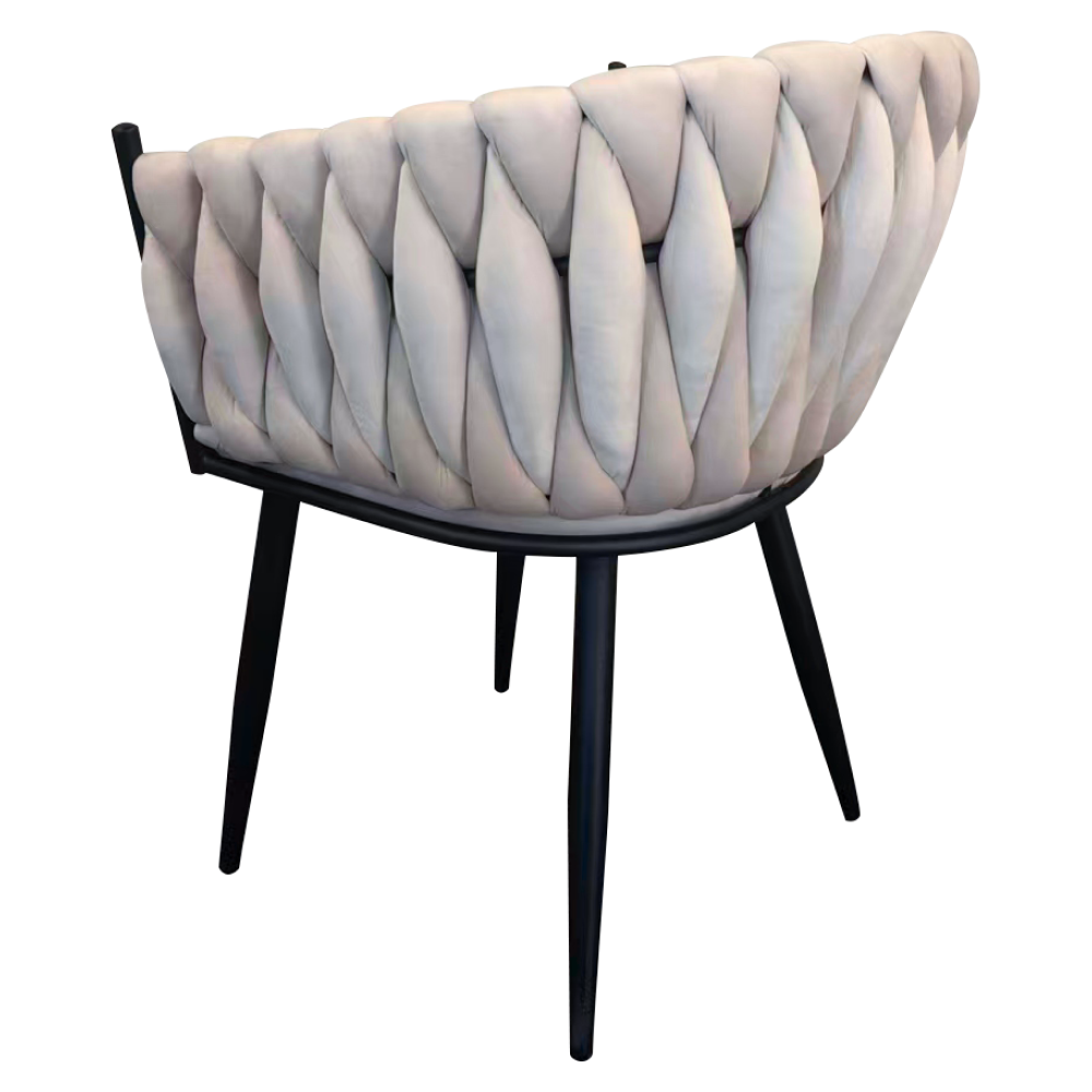 Jídelní křeslo, světle béžová Velvet látka/černá, BLER