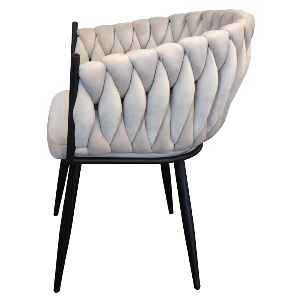 Jídelní křeslo, světle béžová Velvet látka/černá, BLER