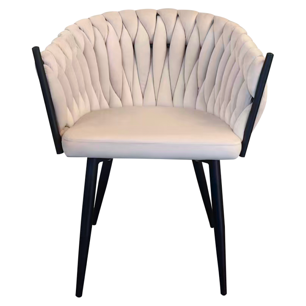 Jídelní křeslo, světle béžová Velvet látka/černá, BLER