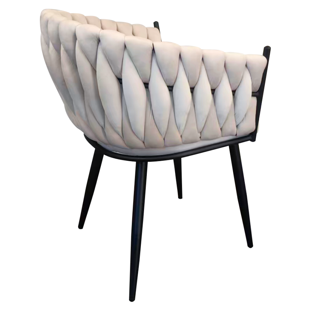 Jídelní křeslo, světle béžová Velvet látka/černá, BLER