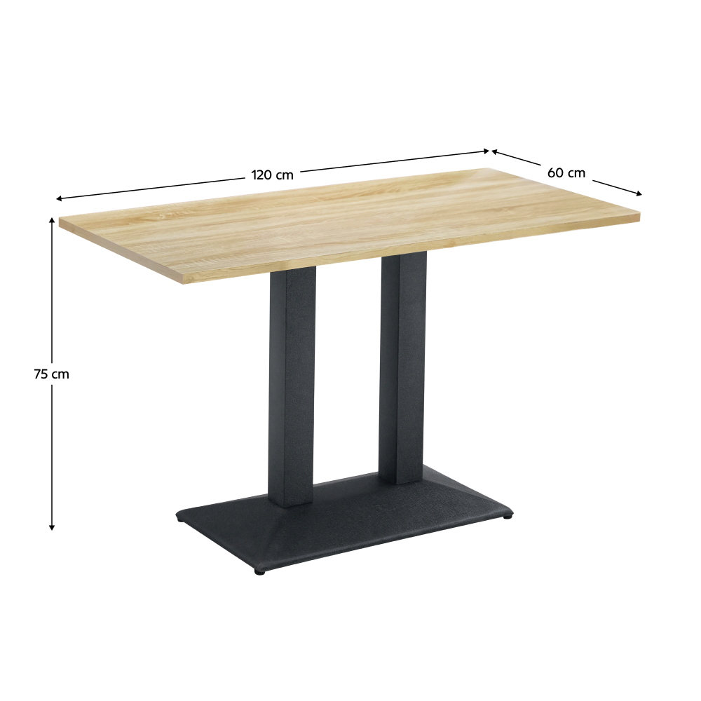 Jídelní bistro stůl, dub sonoma/černá, 120x60 cm, RINALDO TYP 2