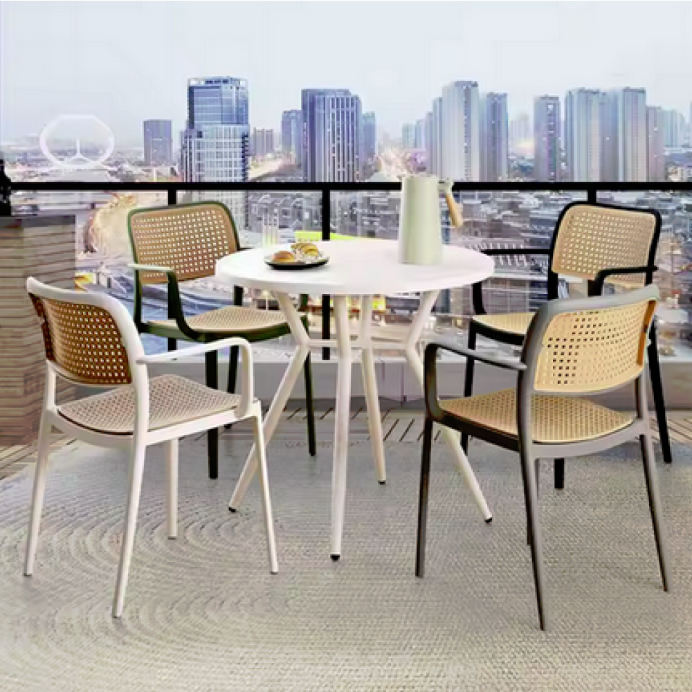 Stohovatelná židle, černá/béžová, RAVID NEW TYP 2