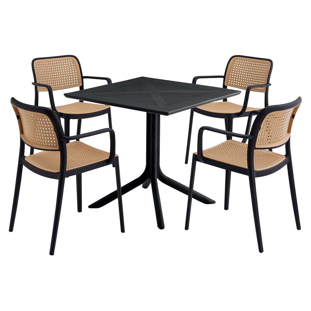 Stohovatelná židle, černá/béžová, RAVID NEW TYP 2