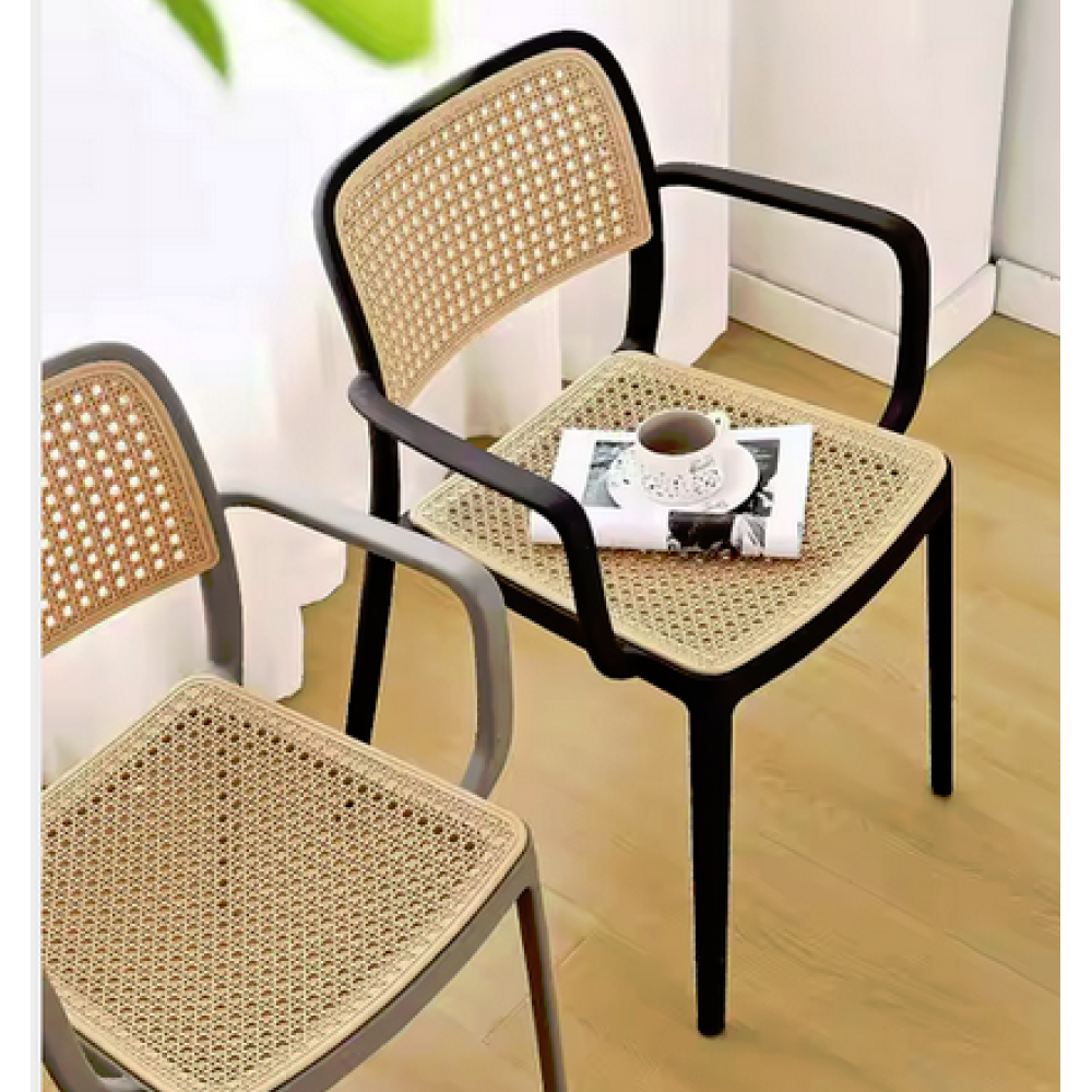 Stohovatelná židle, černá/béžová, RAVID NEW TYP 2