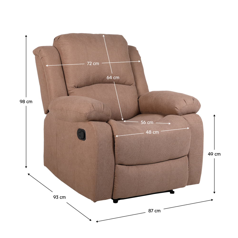 Relaxační polohovací křeslo, hnědá látka, ASKOY NEW