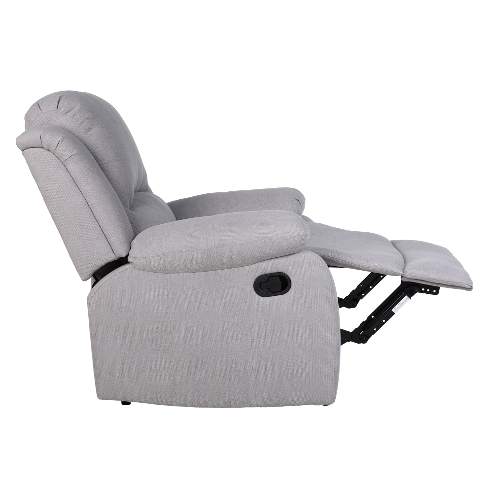 Relaxační polohovací křeslo, světle šedá látka, ASKOY NEW