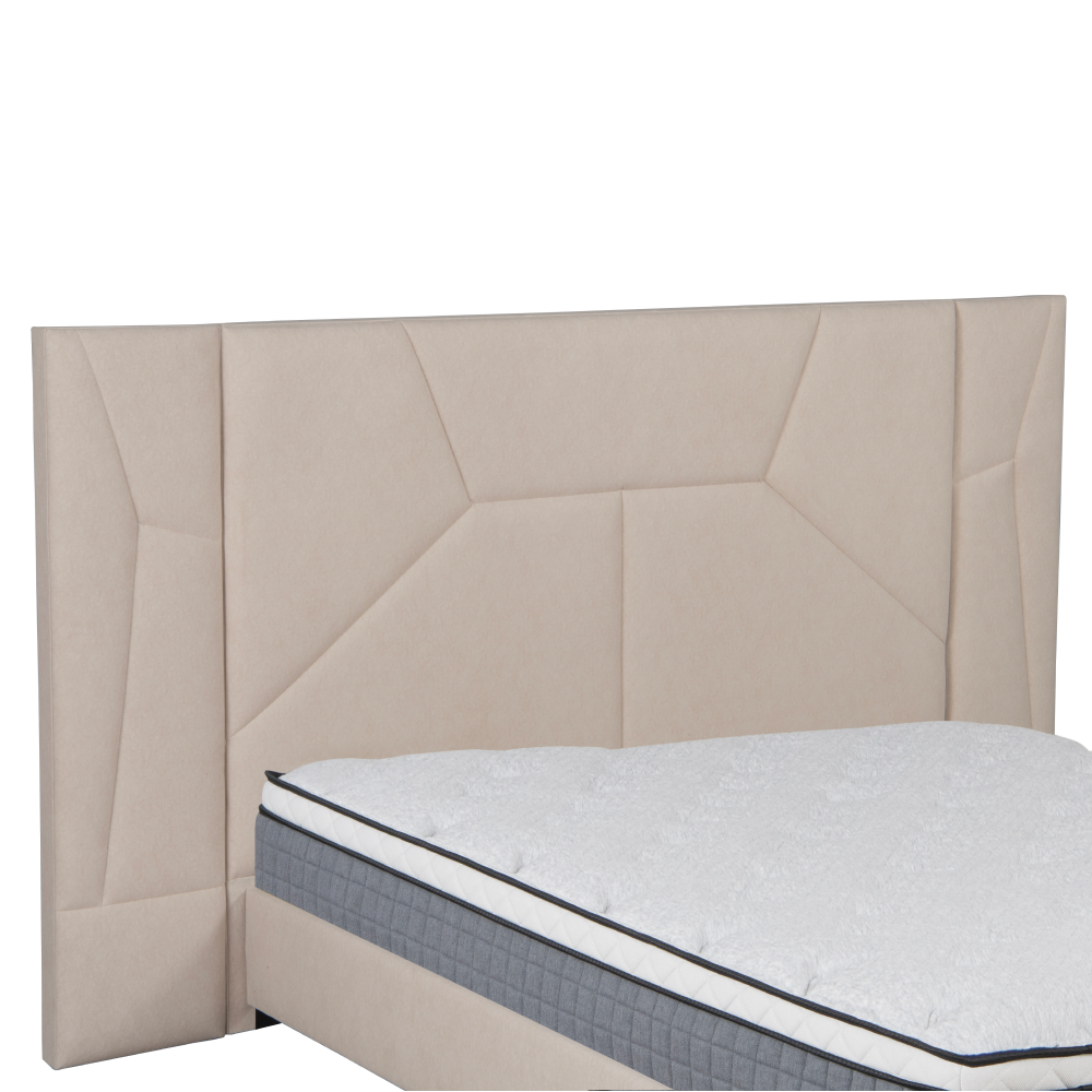 Postel s roštem a LED osvětlením, 160x200, béžová Velvet látka, ALTESA