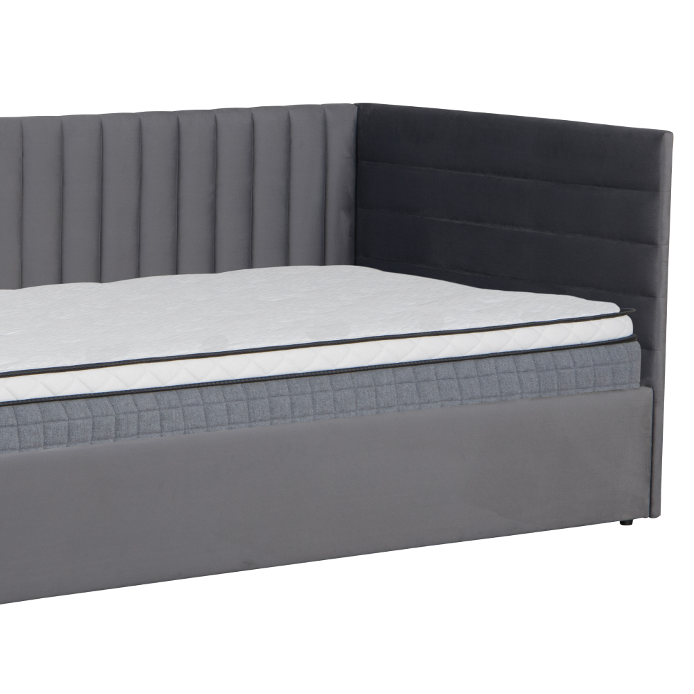 Postel s roštem, 90x200, šedohnědá Taupe Velvet látka, MEVIA