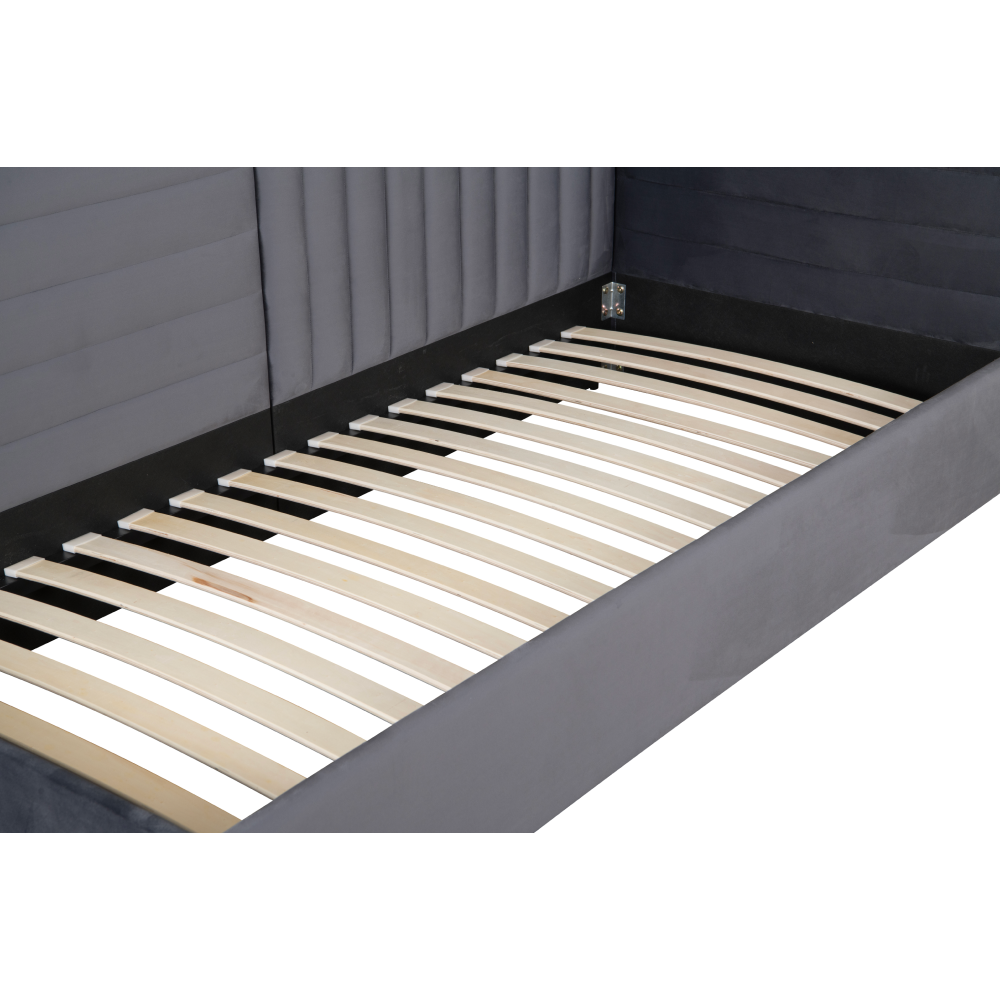 Postel s roštem, 90x200, šedohnědá Taupe Velvet látka, MEVIA