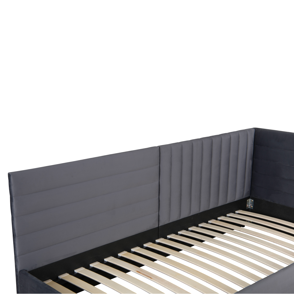 Postel s roštem, 90x200, šedohnědá Taupe Velvet látka, MEVIA