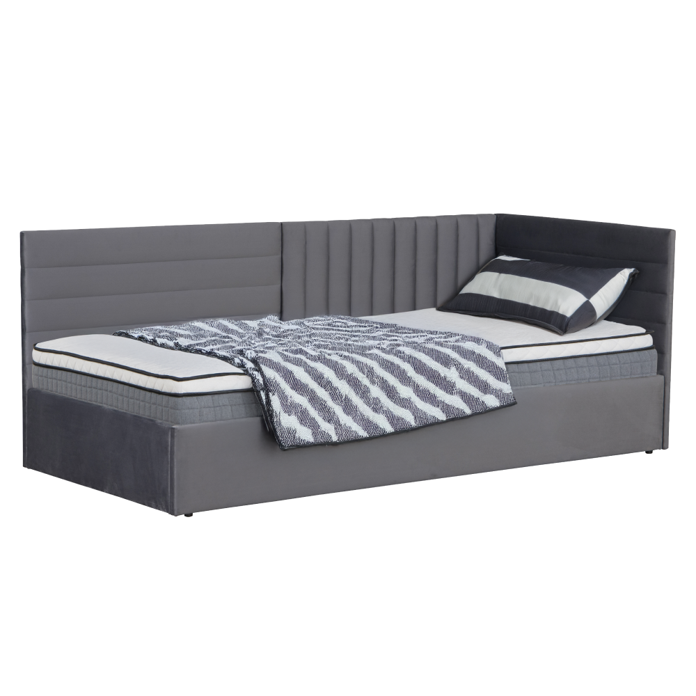 Postel s roštem, 90x200, šedohnědá Taupe Velvet látka, MEVIA
