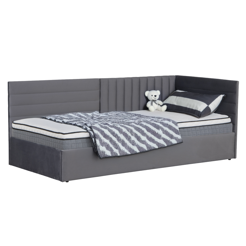 Postel s roštem, 90x200, šedohnědá Taupe Velvet látka, MEVIA