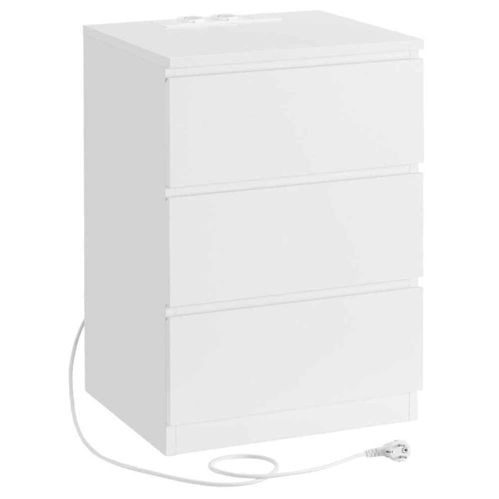 ANT-E1161 WT - Noční stolek 40x35x59cm, mdf, bílá, ANT-E1161 WT