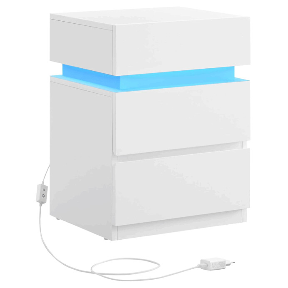 ANT-E1163 WT - Noční stolek 40x35x55cm, mdf, bílá, ANT-E1163 WT