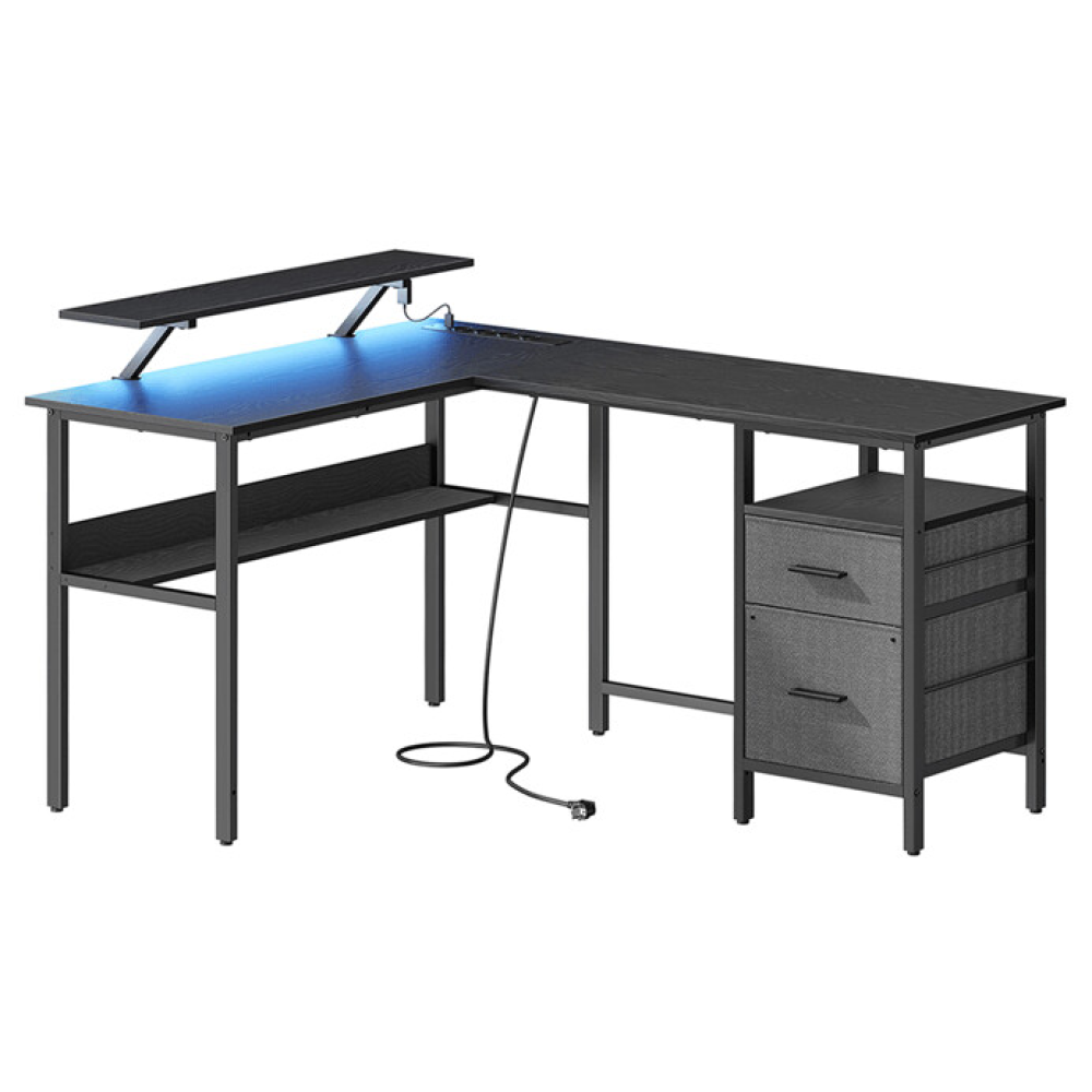 APC-E1395 BK - Pc stůl 150x120cm, mdf, černá, APC-E1395 BK