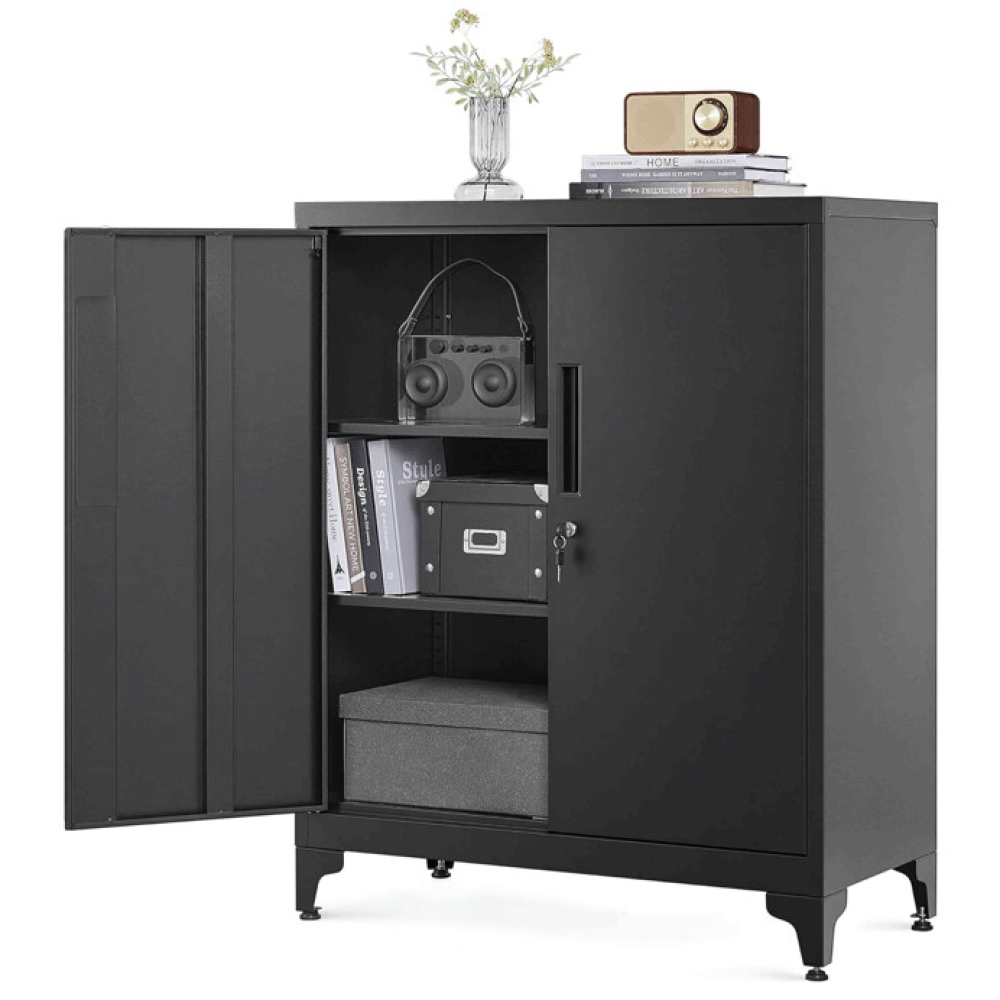 AUS-E1113 BK - Komoda 80x40x90cm, kov, černá, AUS-E1113 BK