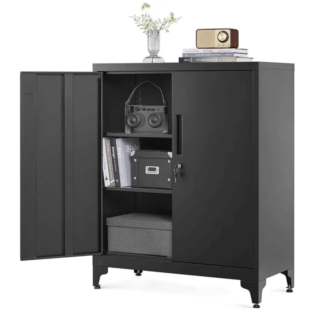 AUS-E1113 BK - Komoda 80x40x90cm, kov, černá, AUS-E1113 BK