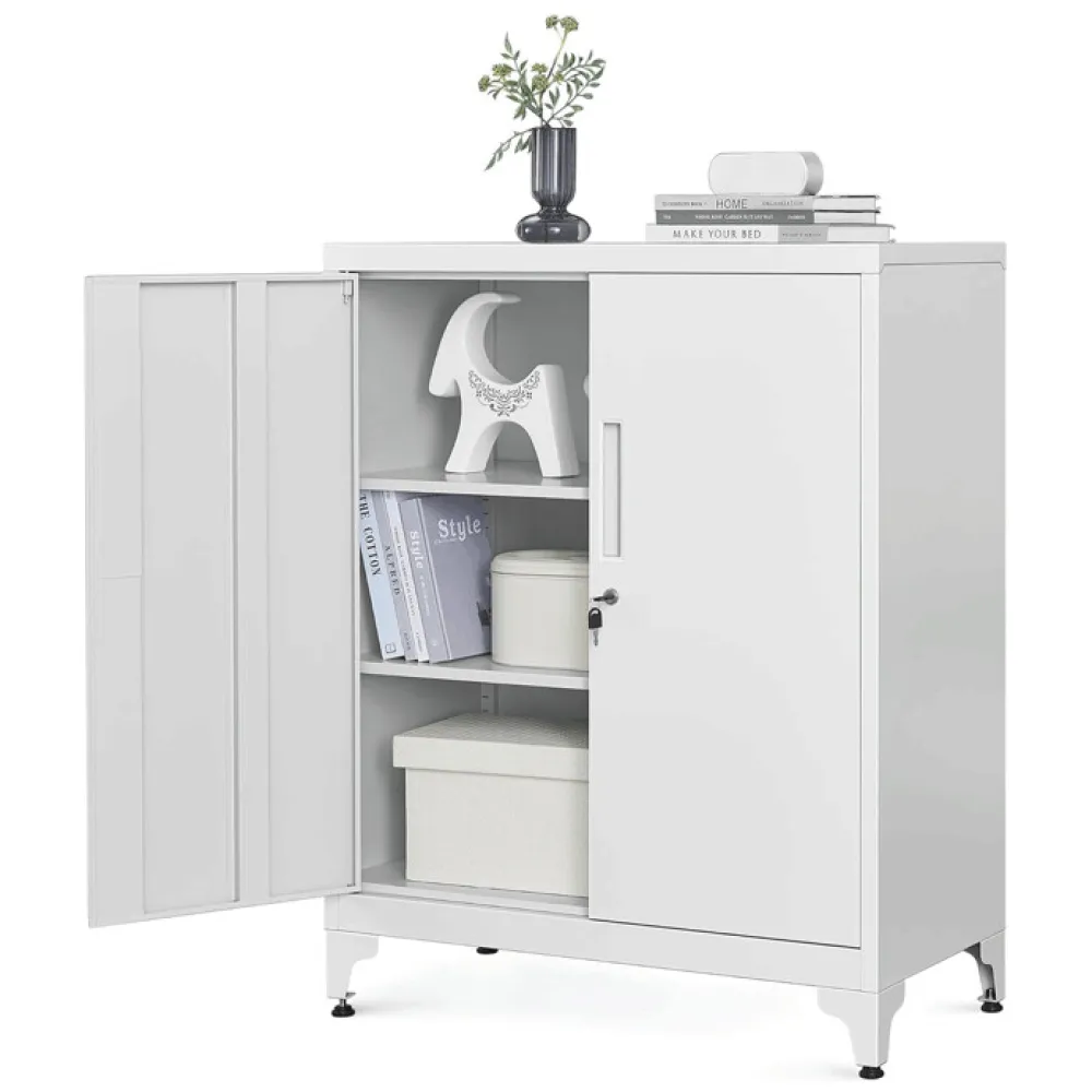 AUS-E1113 WT - Komoda 80x40x90cm, kov, bílá, AUS-E1113 WT