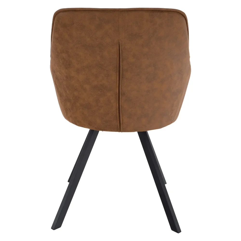 Otočné jídelní křeslo, tmavě hnědá látka s efektem broušené kůže, SAMANTA