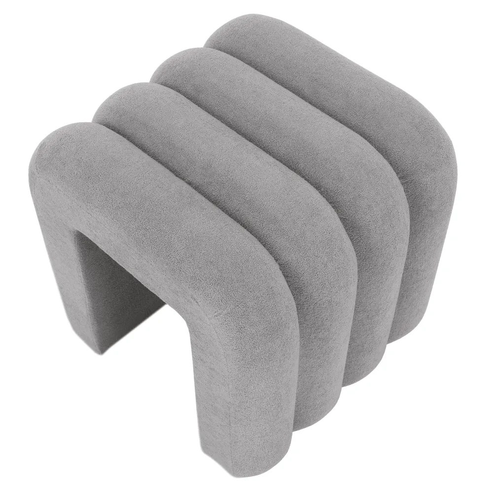Designový taburet, šedá látka, SUNDO