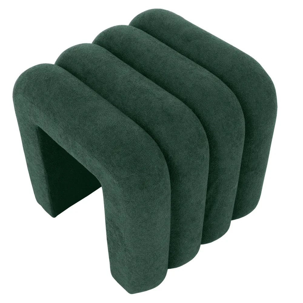 Designový taburet, tmavě zelená látka, SUNDO