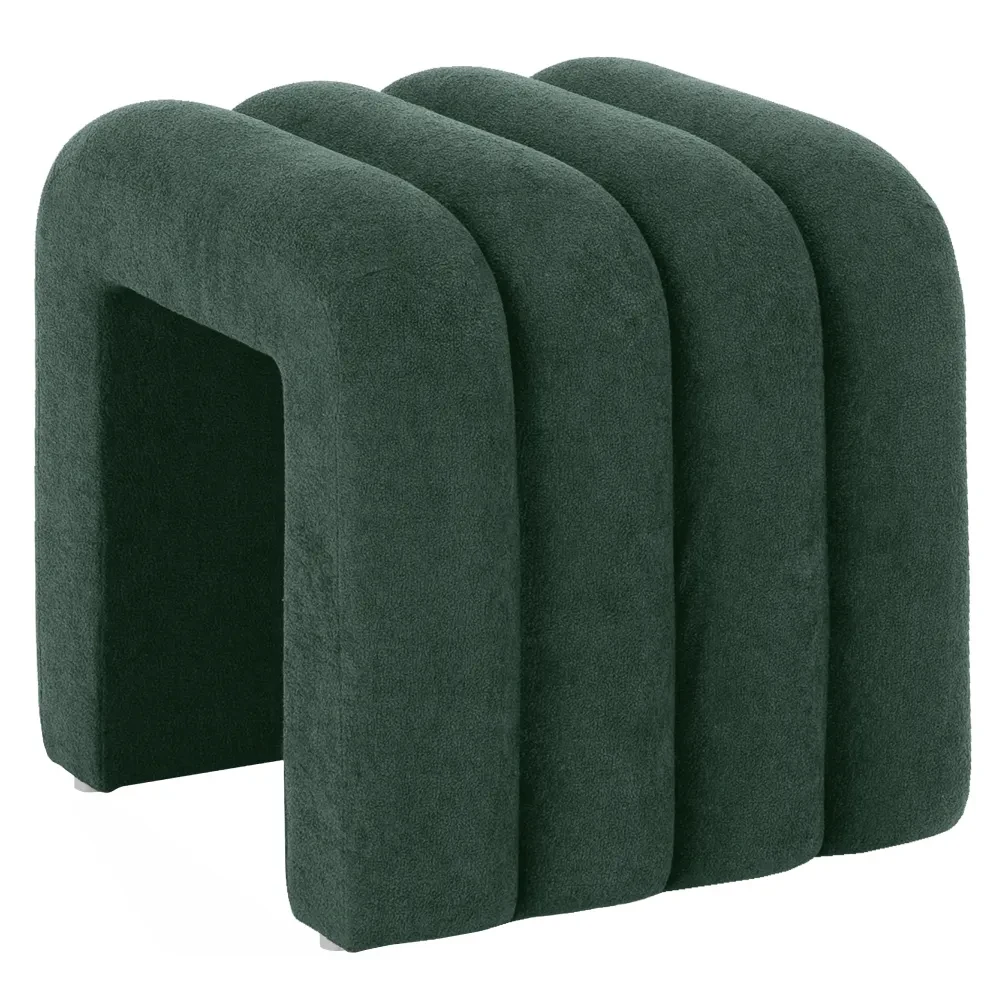 Designový taburet, tmavě zelená látka, SUNDO