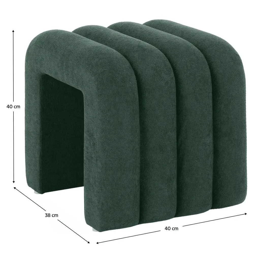 Designový taburet, tmavě zelená látka, SUNDO